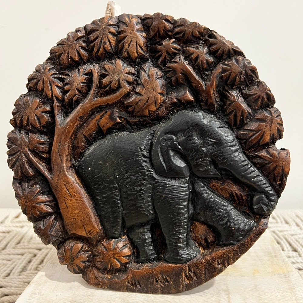 Vintage Handcrafted wooden intricate Elephant Wall Art